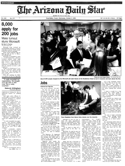 Microsoft Job Fair (Arizona Daily Star 1995-10-04)